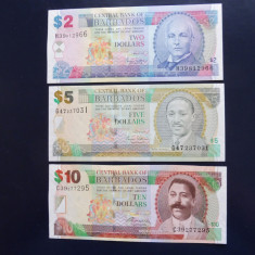 Barbados - Lot 3 bancnote - 2, 5 & 10 Dollars 2007 UNC (154)