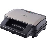 Sandwich maker 3 in 1 Tesla MG201BX, 900WPlaci detasabile antiaderente, LED, Negru/ Inox