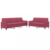 Cumpara ieftin Set canapele cu perne, 2 piese, rosu vin, catifea
