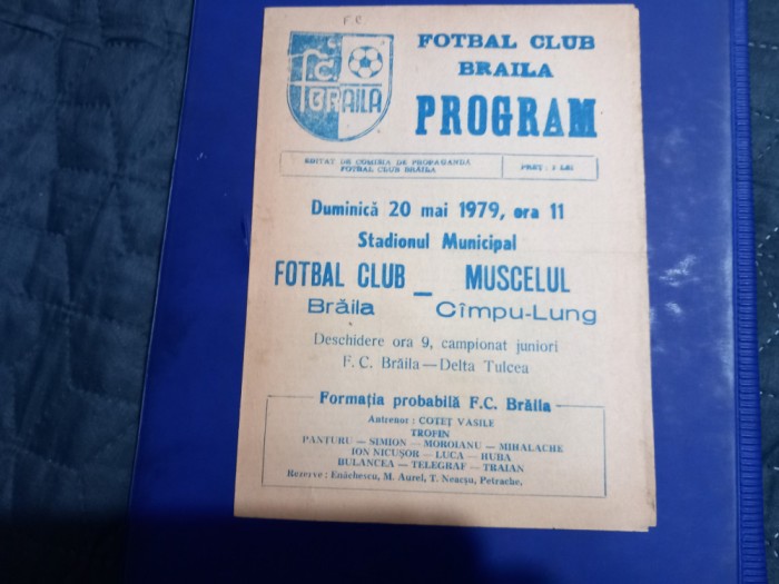 Program FC Braila - Muscelul C-lung Muscel