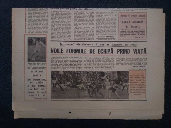 ZIARUL SPORTUL SUPLIMENT FOTBAL 12 FEBRUARIE 1988