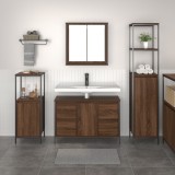 VidaXL Set mobilă baie 3 piese - Stejar maro, lemn prelucrat