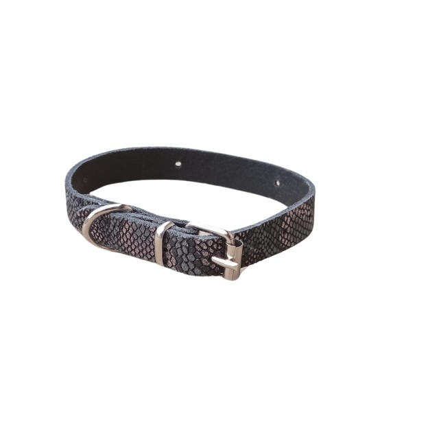 Zgarda cu imprimeu sarpe, piele naturala, pentru caini mici, 35 x 1,5 cm
