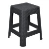 Taburet Plastic Rattan Negru 36.5x36.5x46cm, Picioare Unite, Rezistent, Interior/Exterior