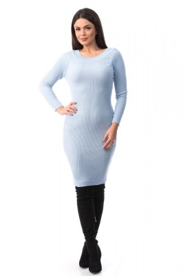 J939-4 Rochie simpla si mulata pe corp cu maneci lungi foto