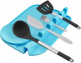 Suport anti-picurare pentru 4 ustensile de gatit Ossky, silicon, albastru, 25 x 19 x 3 cm