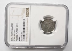 PROBA 1 LEU 1993 MS61 . SECOND TOP POP 1/1 . DOAR UNA IN GRAD SUPERIOR . foto