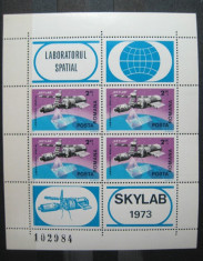 Cosmos Skylab, bloc neuzat, MNH, L.P.867a, 1974 foto