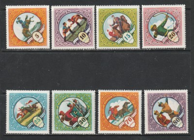 Mongolia 1959 - #29 Sporturi Nationale (Naadam) 8v MNH foto