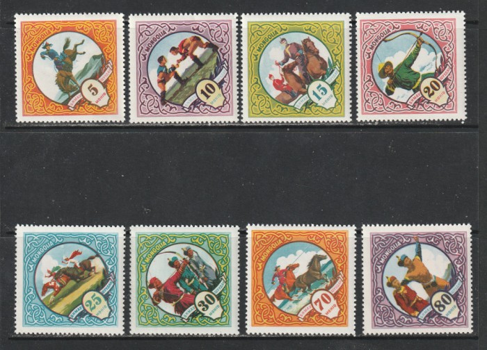 Mongolia 1959 - #29 Sporturi Nationale (Naadam) 8v MNH