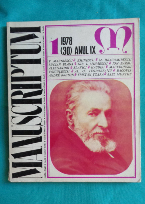 Revista Manuscriptum Nr 1 din 1978
