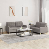 VidaXL Set de canapea cu perne, 2 piese, gri taupe, material textil