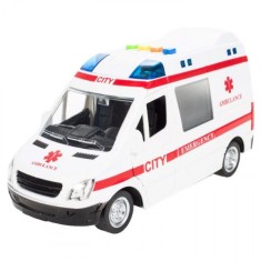 Ambulanta de jucarie scara 1:16 cu sunete si lumini 24x9x7cm WY590E CWT foto