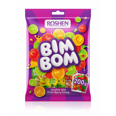 Bomboane cu Umplutura de Fructe Roshen Bim-Bom, 200g, Diverse Arome, Bomboane Roshen, Bomboane cu Umplutura, Bomboane cu Aroma, Bomboane cu Fructe, Ro foto