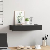 VidaXL Raft de perete suspendat cu sertar, negru, 48 x 25 x 8 cm