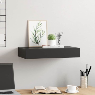 vidaXL Raft de perete suspendat cu sertar, negru, 48 x 25 x 8 cm 288205 foto