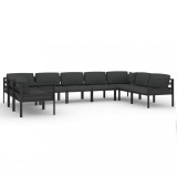 Set mobilier de gradina cu perne, 9 piese, antracit, aluminiu