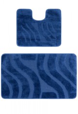Set 2 Covorase Baie Model Symphony 2582, Marimi 50 x 80 40 x 50 cm, Albastru, Antialergic, Polipropilena