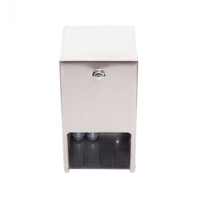 Dispenser dublu hartie igienica Limpio, 135 x 264 x 143 mm, otel inoxidabil, Argintiu