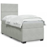 VidaXL Pat box spring cu saltea, gri deschis, 100x200 cm, catifea 3293128