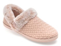 Papuci SKECHERS roz, COZY CAMPFIRE, din material textil