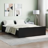 VidaXL Cadru pat cu tăblie de cap/picioare, negru, 135x190 cm