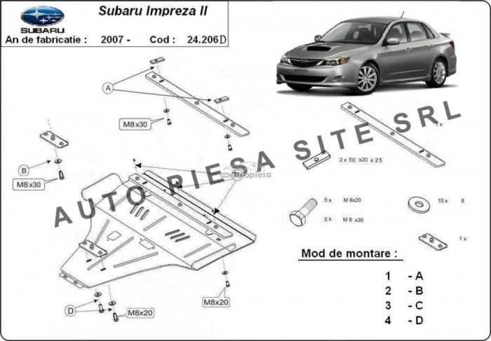 Scut metalic motor Subaru Impreza diesel fabricat incepand cu 2007 APS-24.206D