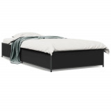 VidaXL Cadru de pat, negru, 90x200 cm, lemn prelucrat și metal