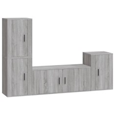Set dulapuri TV, 4 piese, gri sonoma, lemn prelucrat