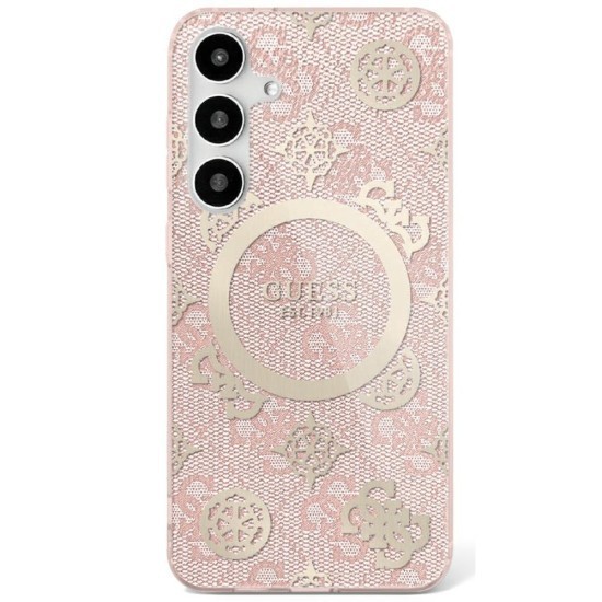 Husa pentru Samsung Galaxy S25 Ultra - Guess IML Peony On 4G Background MagSafe (GUHMS25LH4PYEEP) - Pink