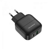 Incarcator Priza Telefon Fast Charge PD3.0 Type C si USB QC3.0 18w + Cablu Date Apple Lightning Borofone ba46a