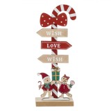 Decorațiune Crăciun, Model Băț Acadea, Lemn, Multicolor, &Icirc;nălțime 24 cm, Oem