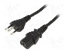Cablu alimentare AC, 1.8m, 3 fire, culoare negru, IEC C13 mama, NBR 14136 (N) mufa, SUNNY - C13B18