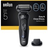 Aparat electric de ras Braun Seria 5 52-N1200S, Autonomie pana la 50 de minute, Accesoriu pentru tuns eficient, Fara fir, Utilizare umeda/uscata, 100%