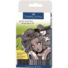 Pitt Artist Pen Manga Set 8 Buc De Baza Faber-Castell foto