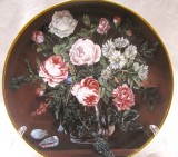 FARFURIE DECORATIVA PORTELAN ROYAL MOSA BRADEX EDITIE LIMITATA DECOR CU TRANDAFIRI 20.5 CM
