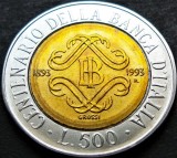 Moneda bimetal 500 LIRE - ITALIA, anul 1994 * cod 806, Europa