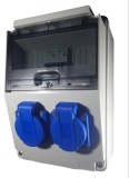 Tablou organizare de santier 7 module cu sigurante Schneider curba C precablat echipat cu 2 prize monofazice schuko 16A IP54