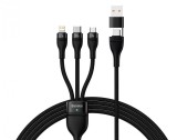 CABLU alimentare si date Baseus Flash Series 2 One-for-three Retractable,pt smartph,USB+USB Type-C la Micro-USB+Lightning+USB Type-C 100W,1.2m,negru &quot;