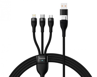 CABLU alimentare si date Baseus Flash Series 2 One-for-three Retractable,pt smartph,USB+USB Type-C la Micro-USB+Lightning+USB Type-C 100W,1.2m,negru &amp;quot; foto