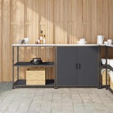 Set de depozitare pentru bucătărie cu raft cu depozitare cu ușă Ajustabil 2 pcs Antracit