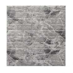 Set 10 placi tapet 3d, flippy, 70 x 77 cm, grosime 3 mm, din polietilena, model caramida, suprafata acoperita 5.3 mp, marmura gri