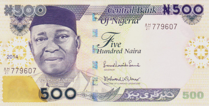 Bancnota Nigeria 500 Naira 2014 - P30m UNC