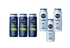 Set Nivea Variety 6 x Componente, 3 x gel dus 500ml energy men, 3 x gel dus 500ml men pure impact, curatare eficienta