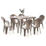 Cumpara ieftin Set de mobilier de grădină Elboni 6+1 &icirc;n culoarea cappuccino