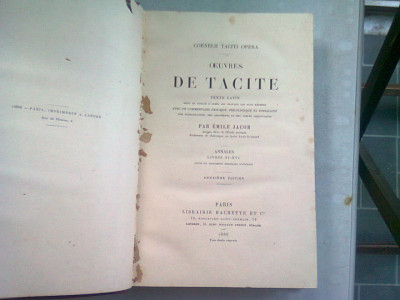 OEUVRES DE TACITE - EMILE JACOB (CARTE IN LIMBA LATINA) foto