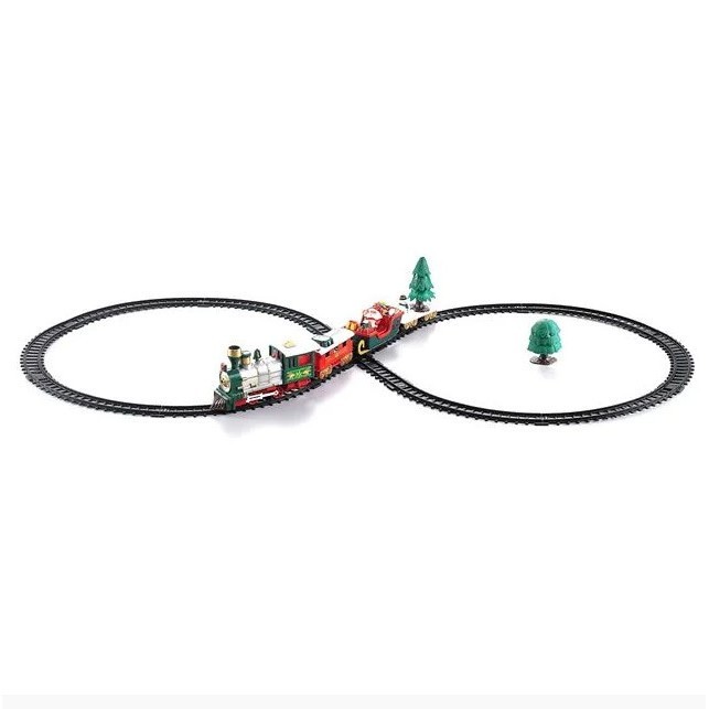 Tren de Craciun cu sanie vagon si accesorii
