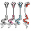 Piercing pentru buric &ndash; cobra cu zircon - Culoare Piercing: Roșu