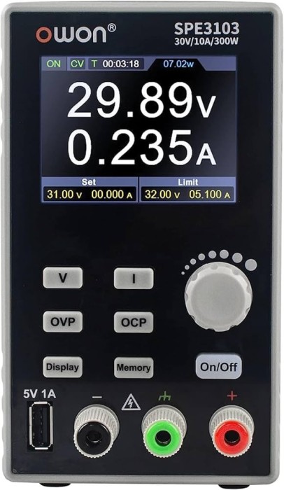 Sursa de alimentare, OWON, SPE6103, LCD 2.8&quot;, 1 canale, pentru alimentare &icirc;n atelier, Memorie setari