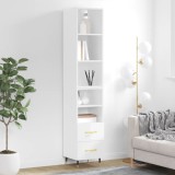 Cumpara ieftin Dulap &icirc;nalt, alb extralucios, 34,5x34x180 cm, lemn prelucrat